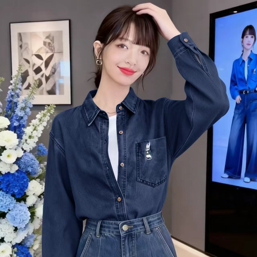 Fashion denim spring and autumn shirt commuting retro coat