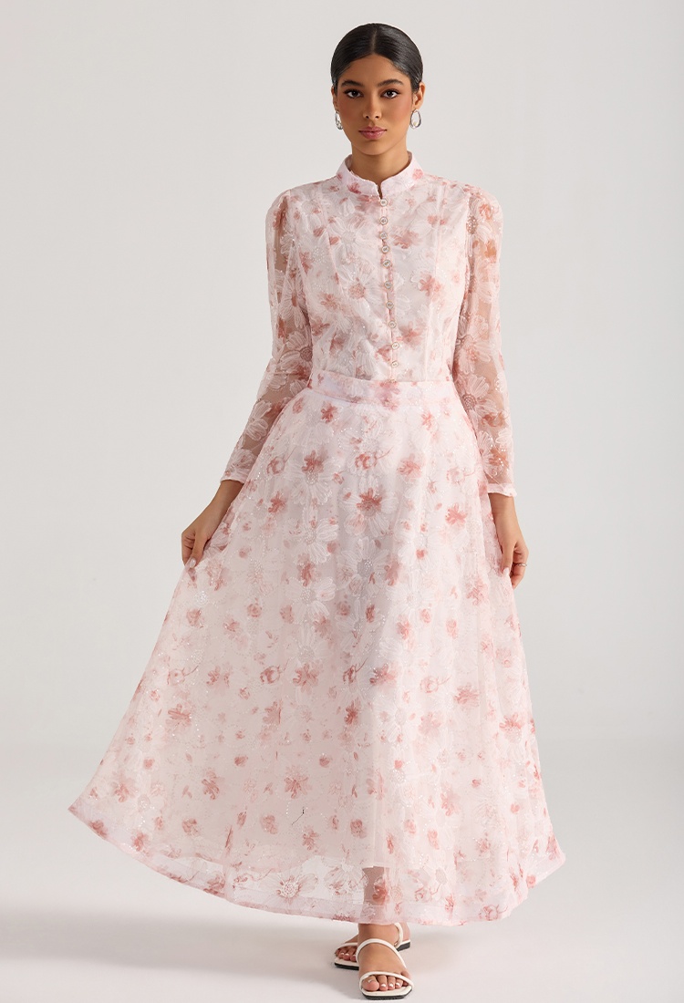 Embroidered flowers skirt tops 2pcs set