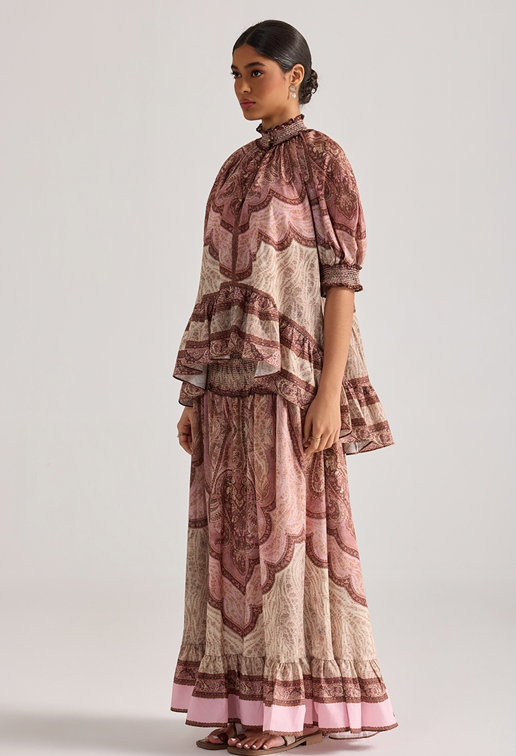 Loose lotus leaf edges skirt short sleeve tops 2pcs set