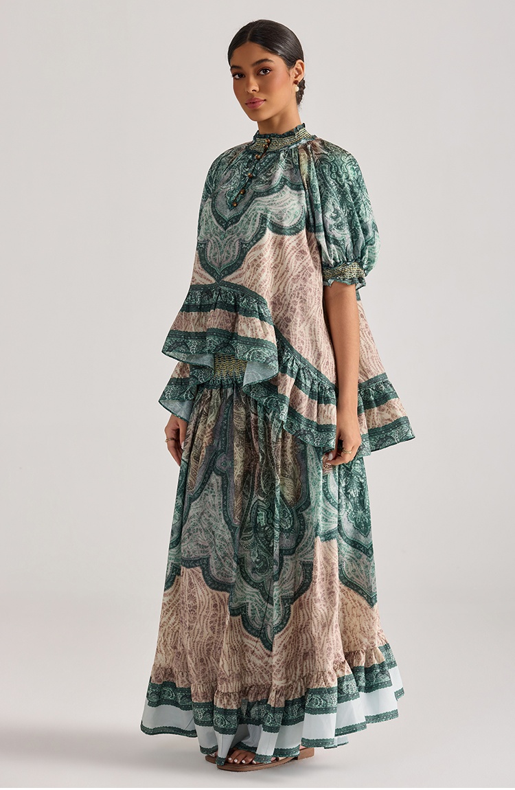 Loose lotus leaf edges skirt short sleeve tops 2pcs set