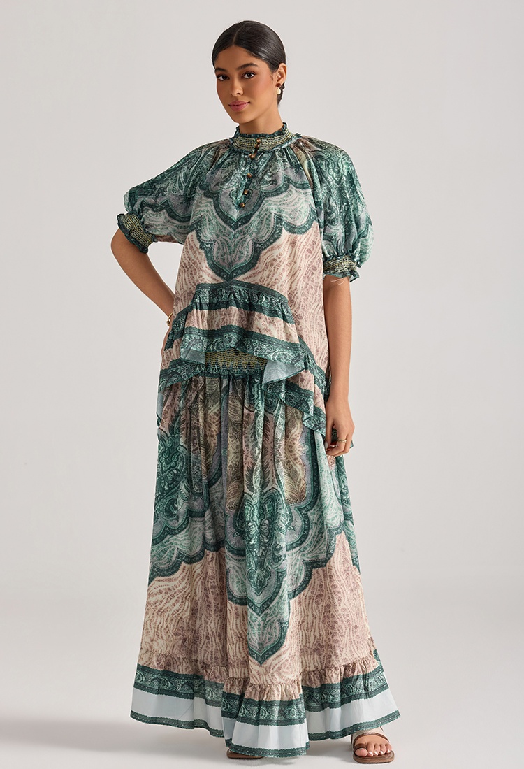 Loose lotus leaf edges skirt short sleeve tops 2pcs set