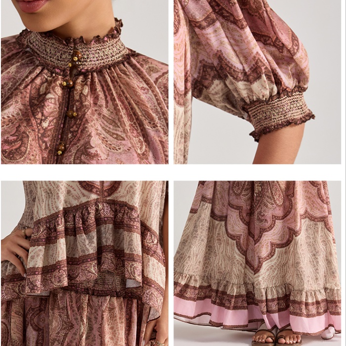 Loose lotus leaf edges skirt short sleeve tops 2pcs set