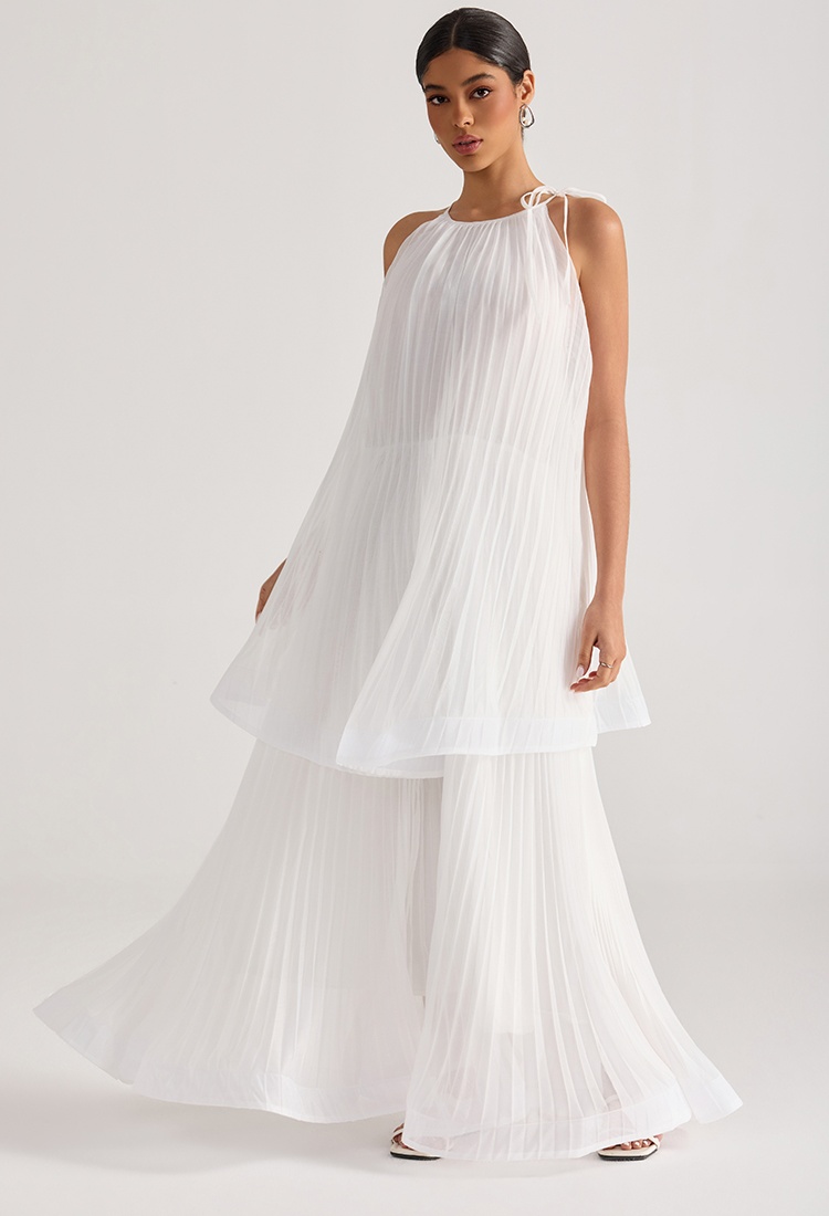 Crimp seaside dress halter big skirt long dress