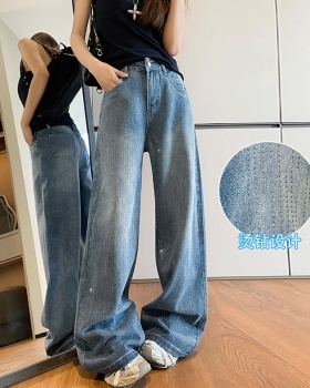 Spring loose long pants starry denim wide leg pants