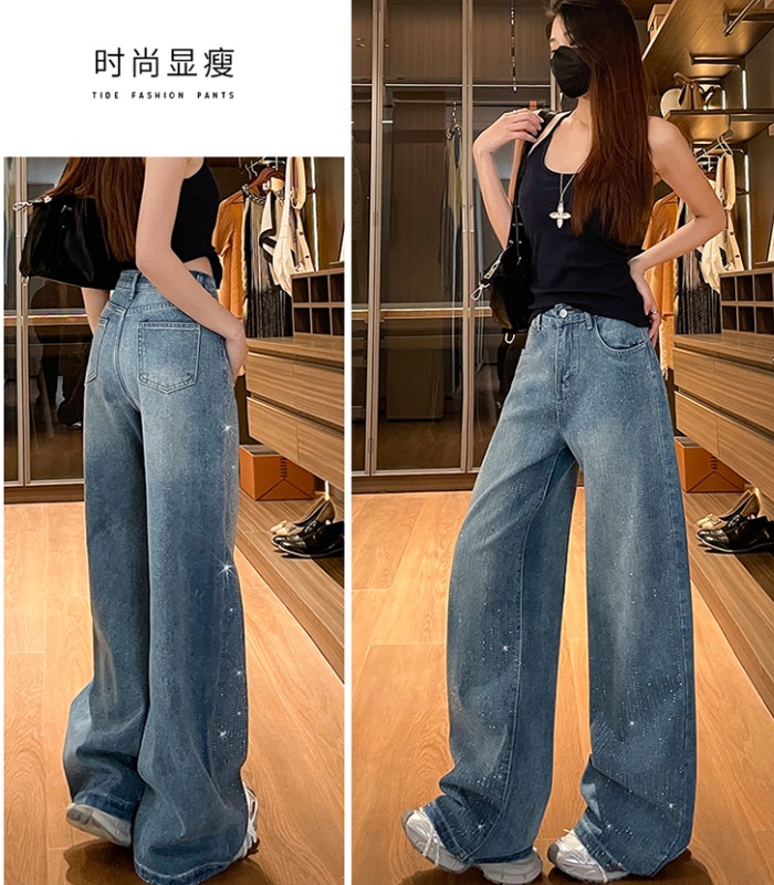 Spring loose long pants starry denim wide leg pants