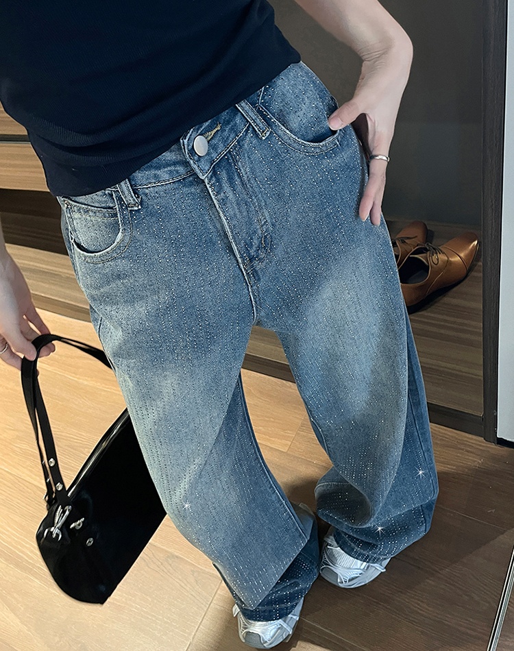 Spring loose long pants starry denim wide leg pants