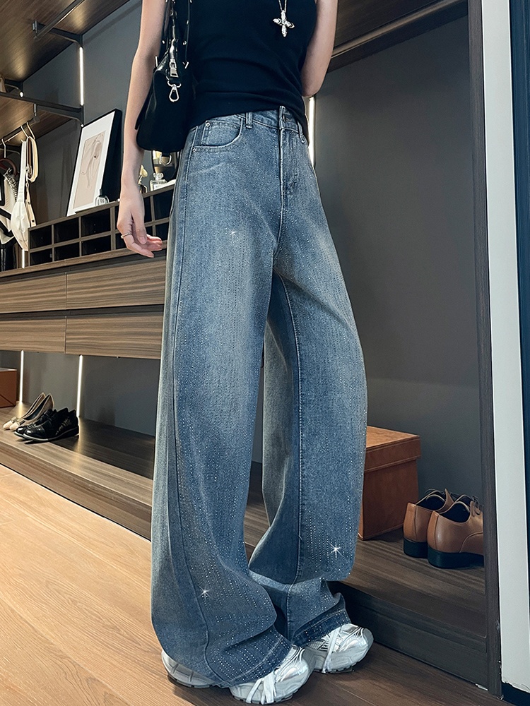 Spring loose long pants starry denim wide leg pants