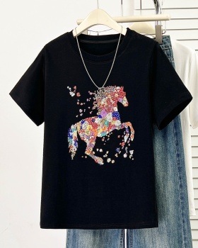 Short sleeve slim tops all-match T-shirt for women