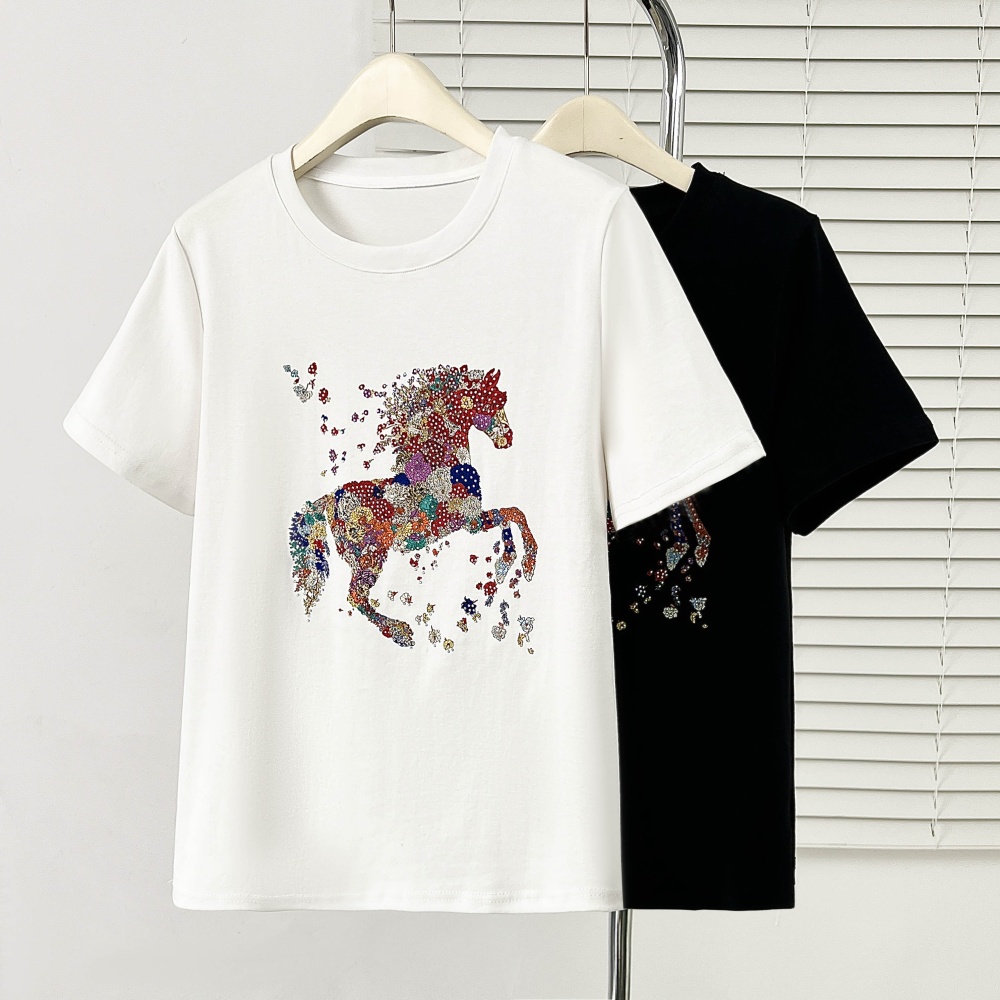 Short sleeve slim tops all-match T-shirt for women