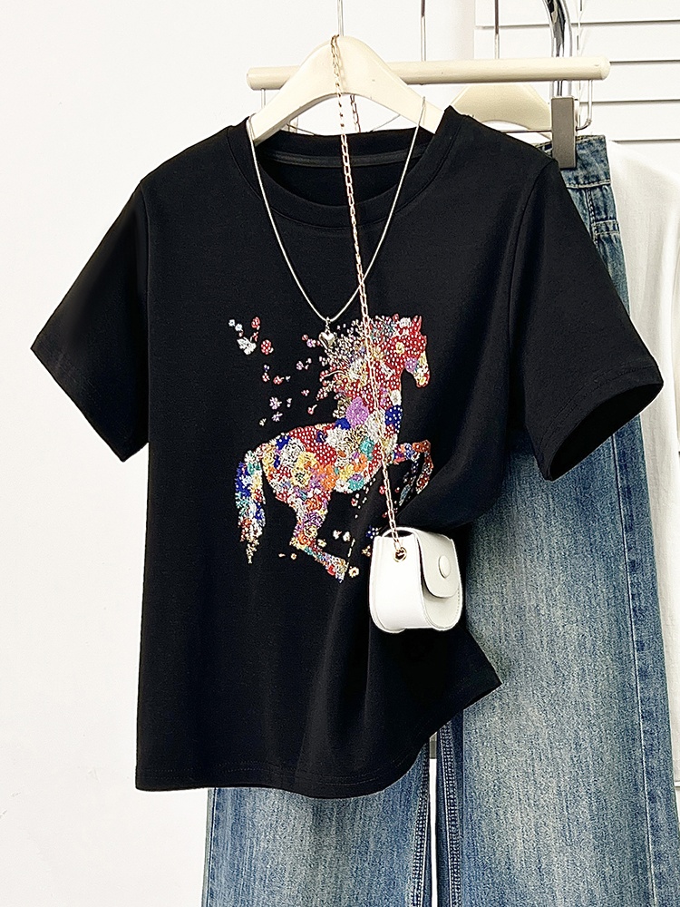 Short sleeve slim tops all-match T-shirt for women