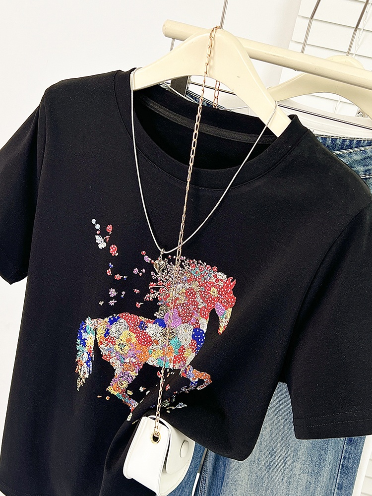 Short sleeve slim tops all-match T-shirt for women