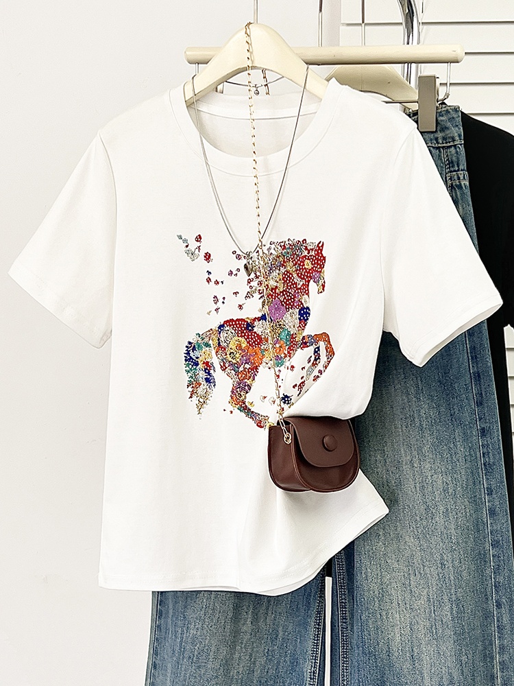 Short sleeve slim tops all-match T-shirt for women