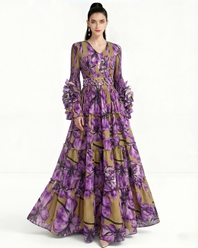 Printing dress cake Bohemian beach dress