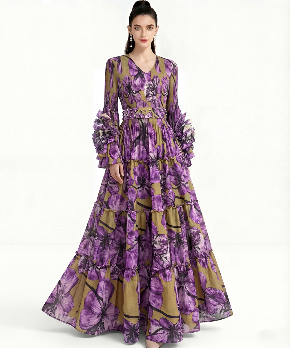 Printing dress cake Bohemian beach dress