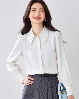 White spring shirt Korean style satin tops for women