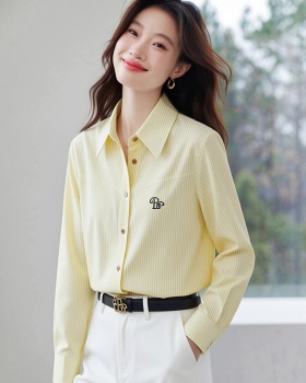 Embroidery stripe shirt all-match sun shirt
