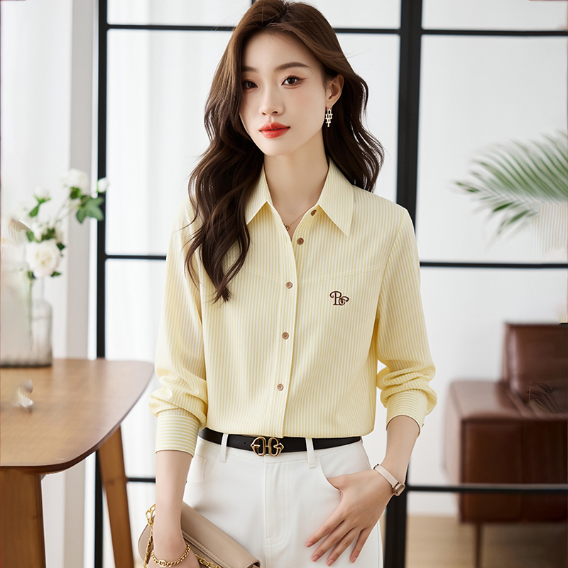 Embroidery stripe shirt all-match sun shirt