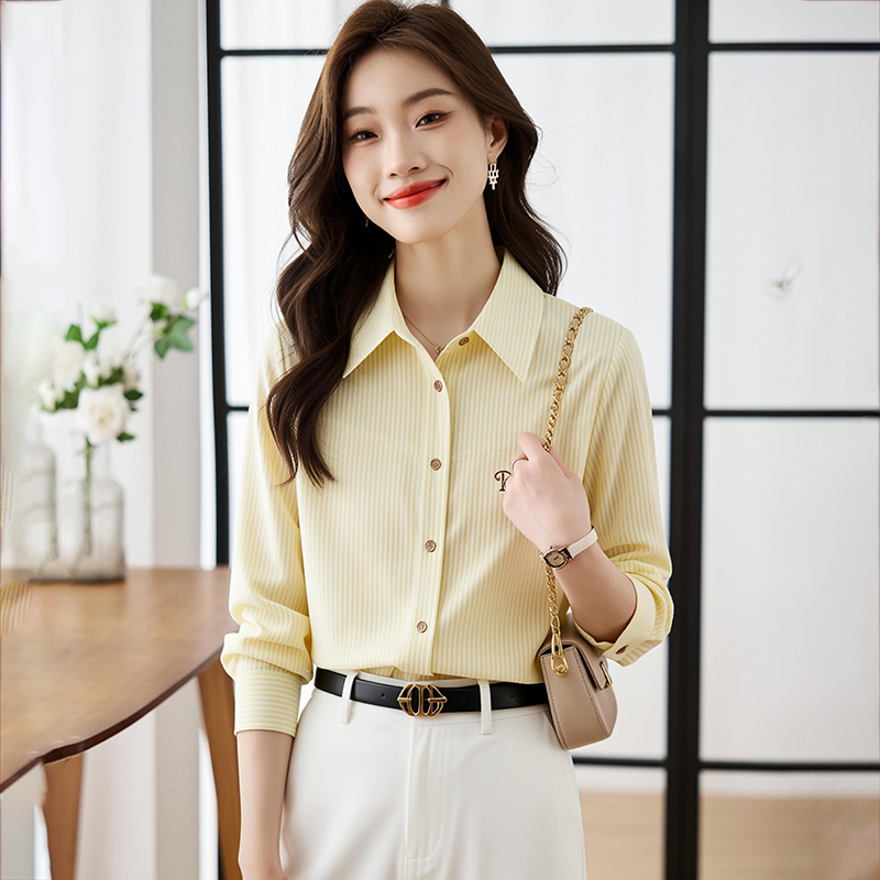 Embroidery stripe shirt all-match sun shirt