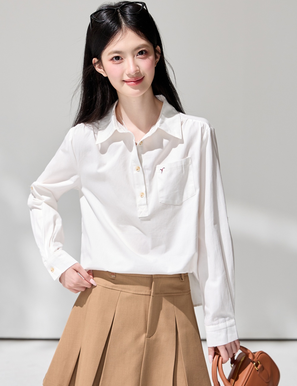 Loose spring commuting shirt white lazy tops