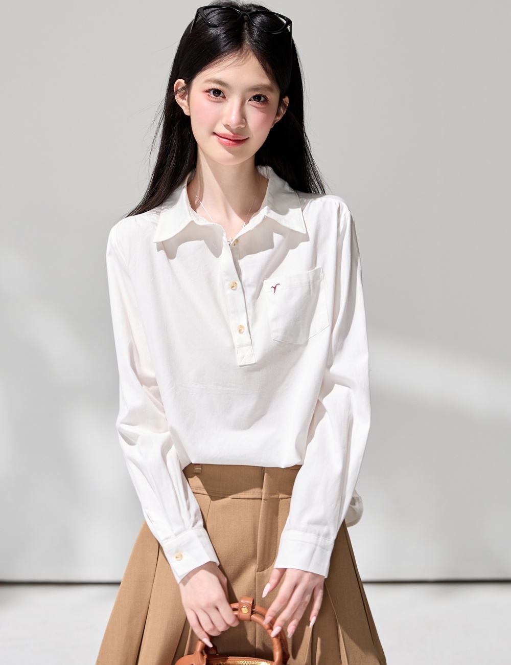 Loose spring commuting shirt white lazy tops