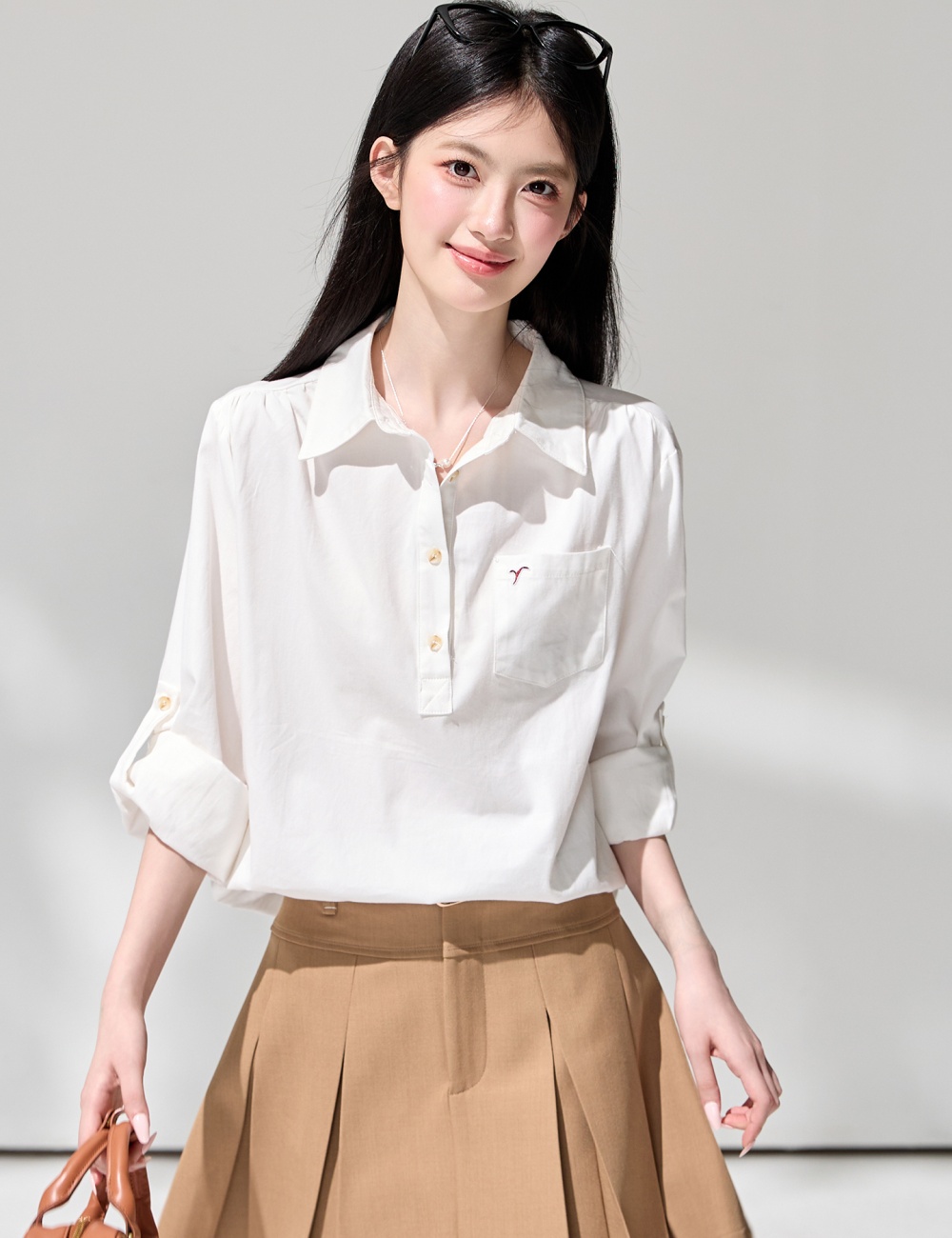 Loose spring commuting shirt white lazy tops