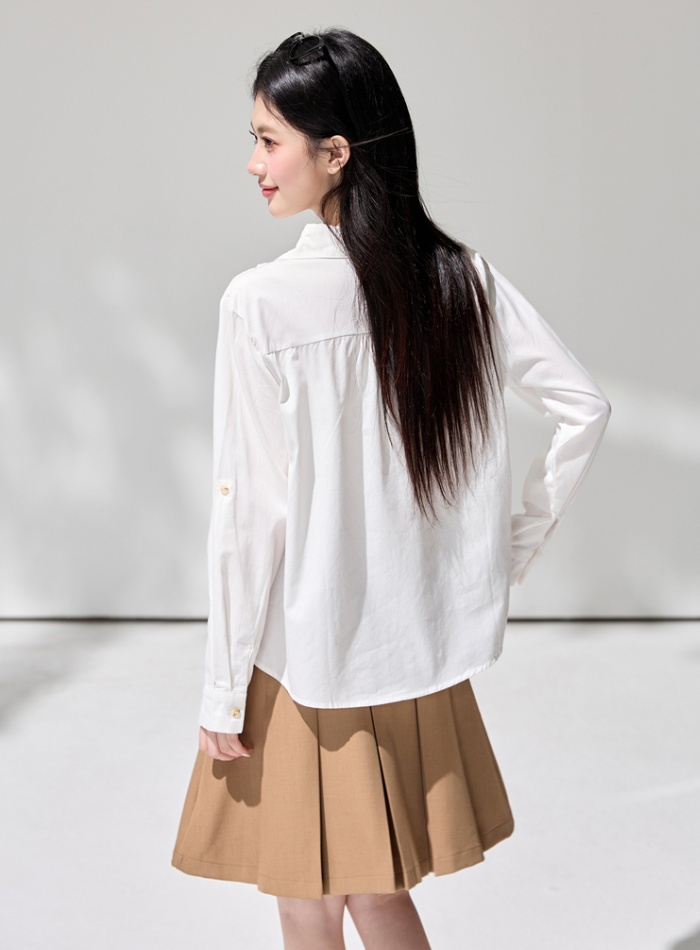 Loose spring commuting shirt white lazy tops