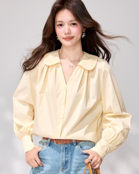 Doll collar all-match shirt spring long sleeve tops