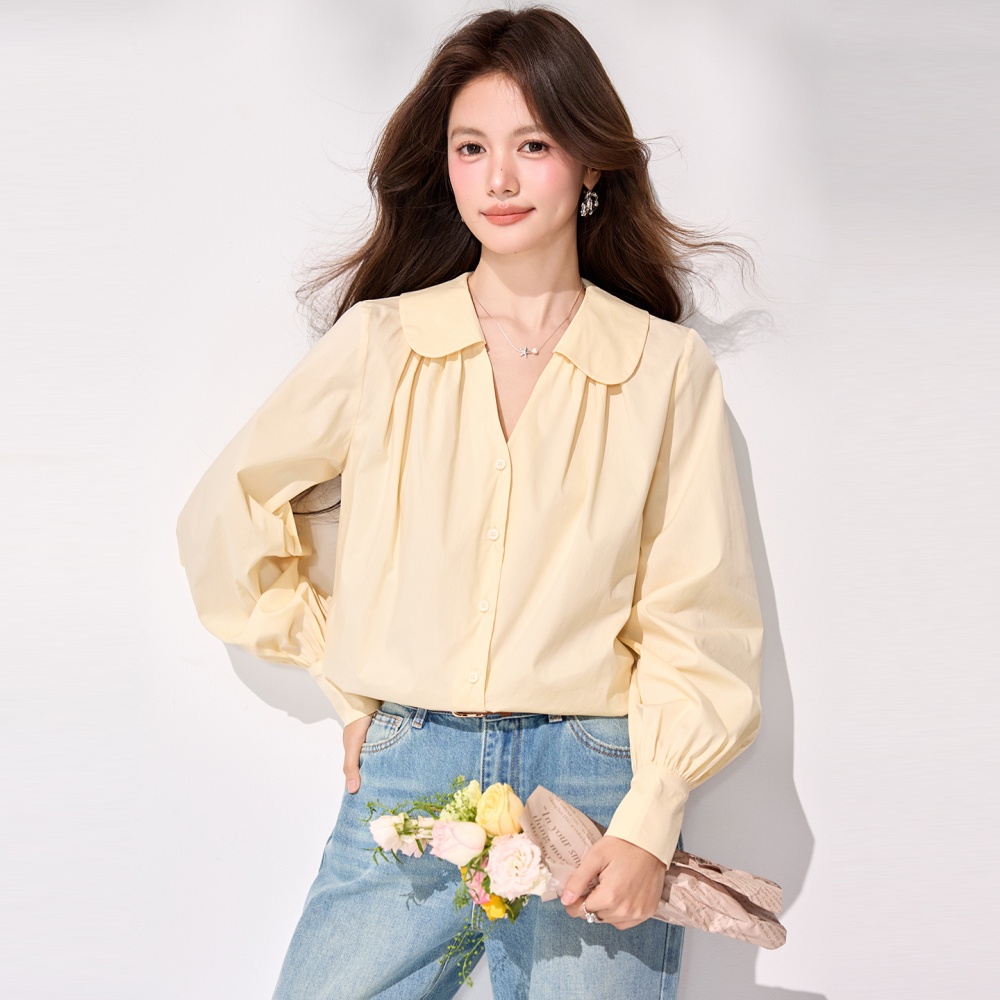 Doll collar all-match shirt spring long sleeve tops