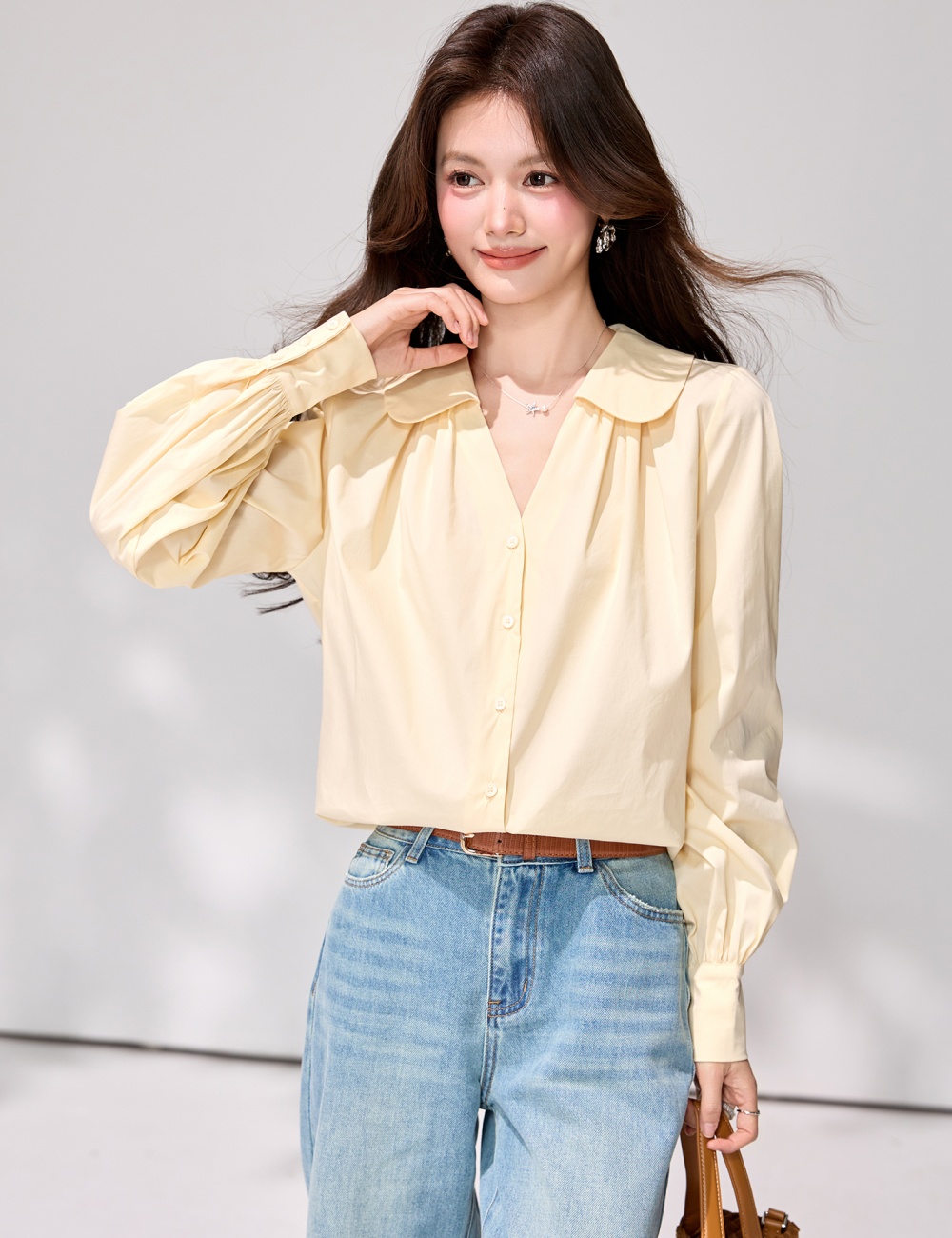 Doll collar all-match shirt spring long sleeve tops