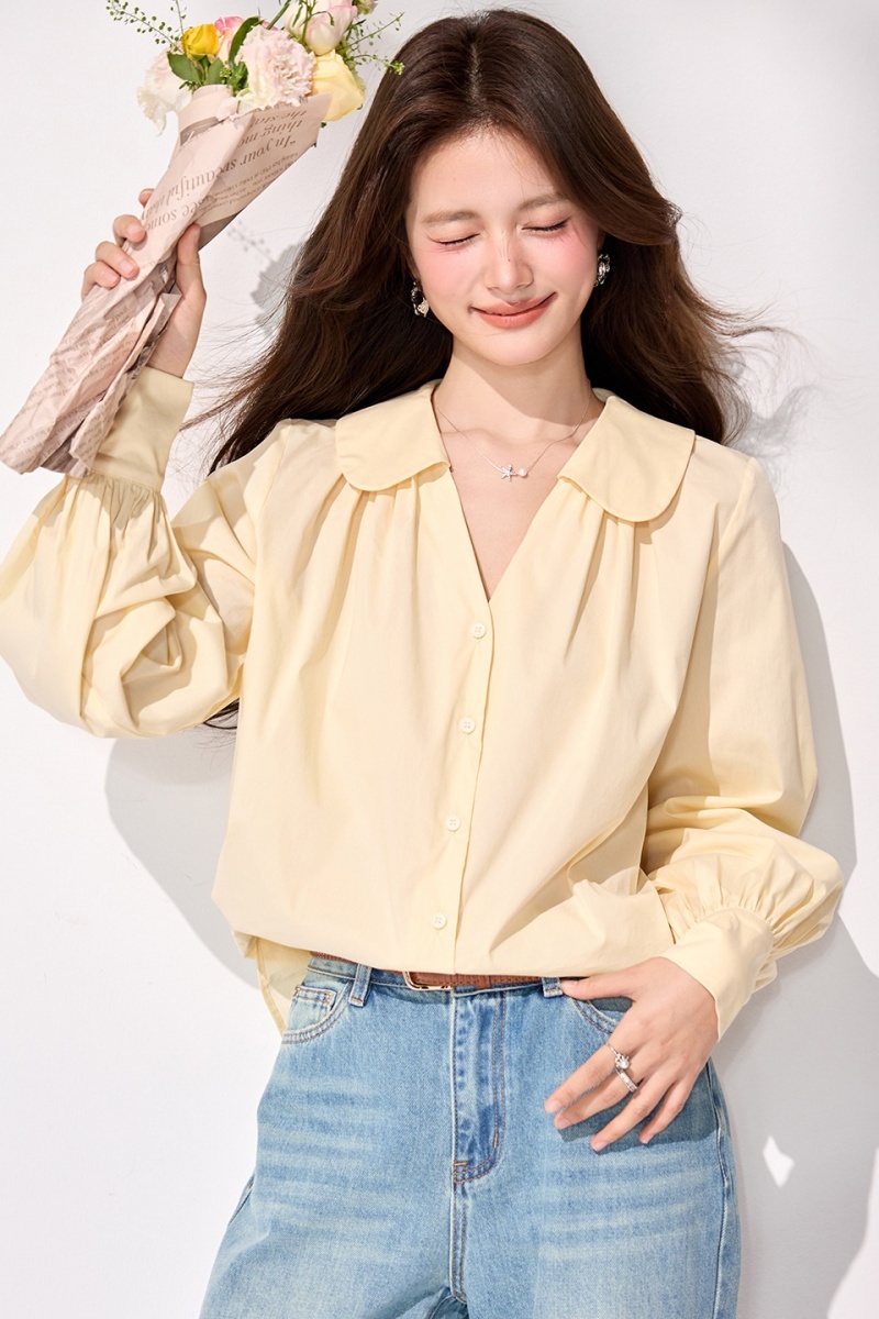 Doll collar all-match shirt spring long sleeve tops
