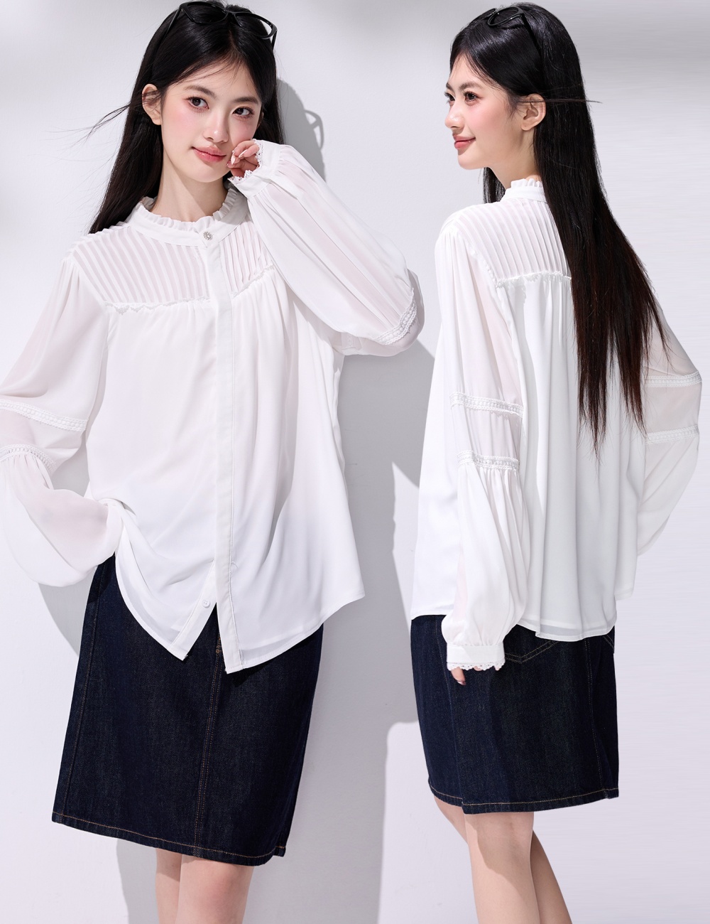 Temperament long sleeve small shirt white shirt