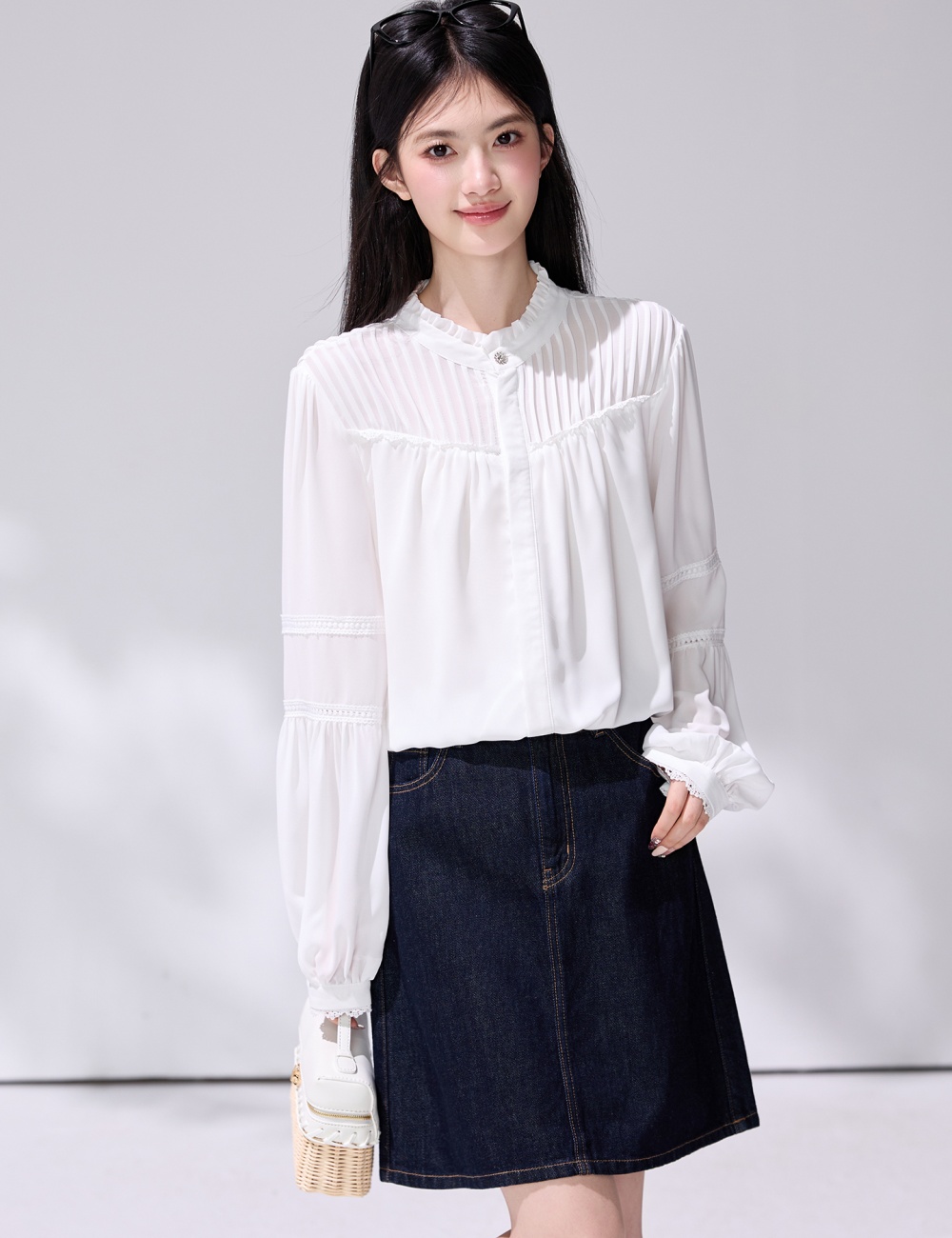 Temperament long sleeve small shirt white shirt