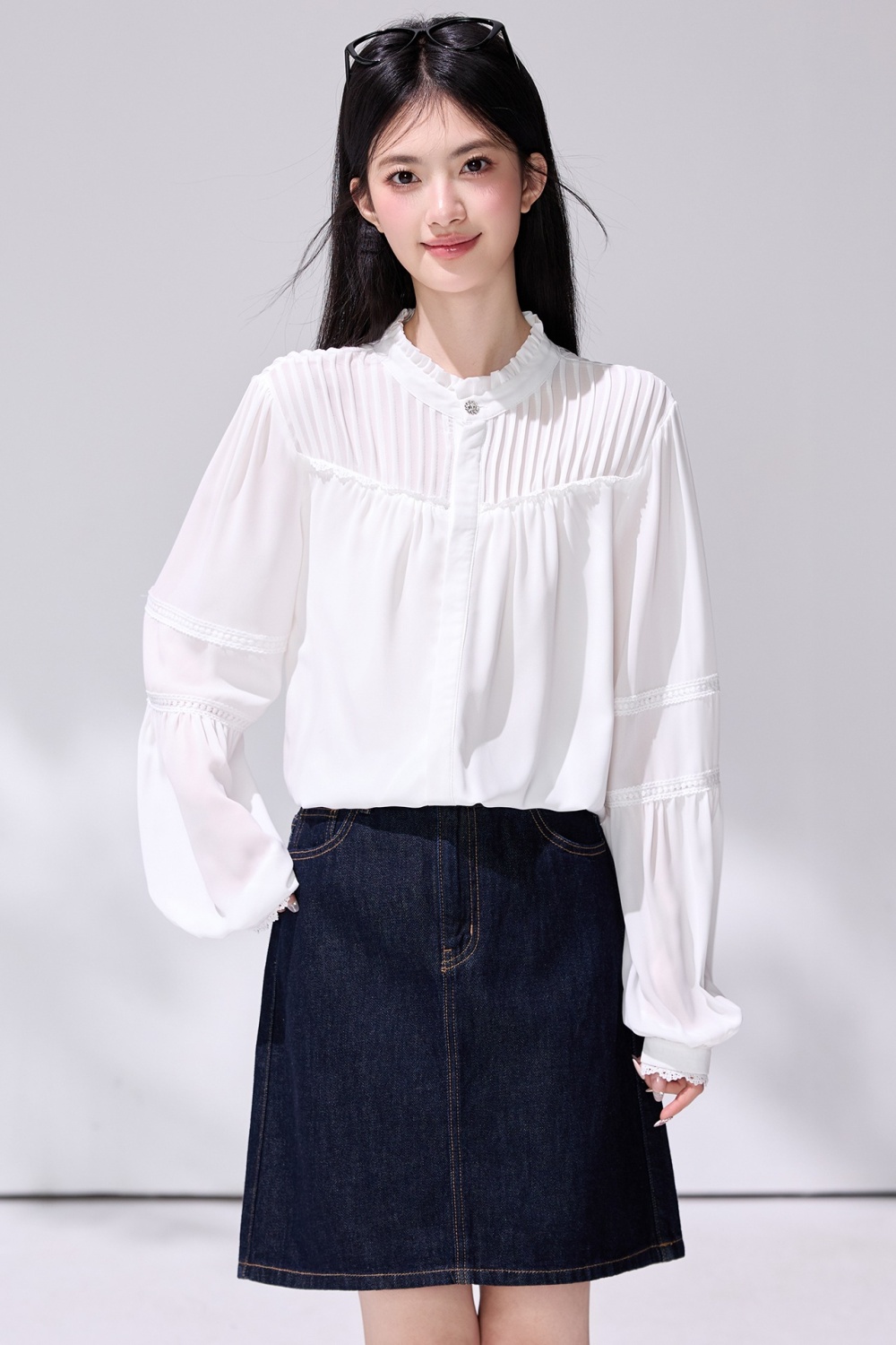 Temperament long sleeve small shirt white shirt