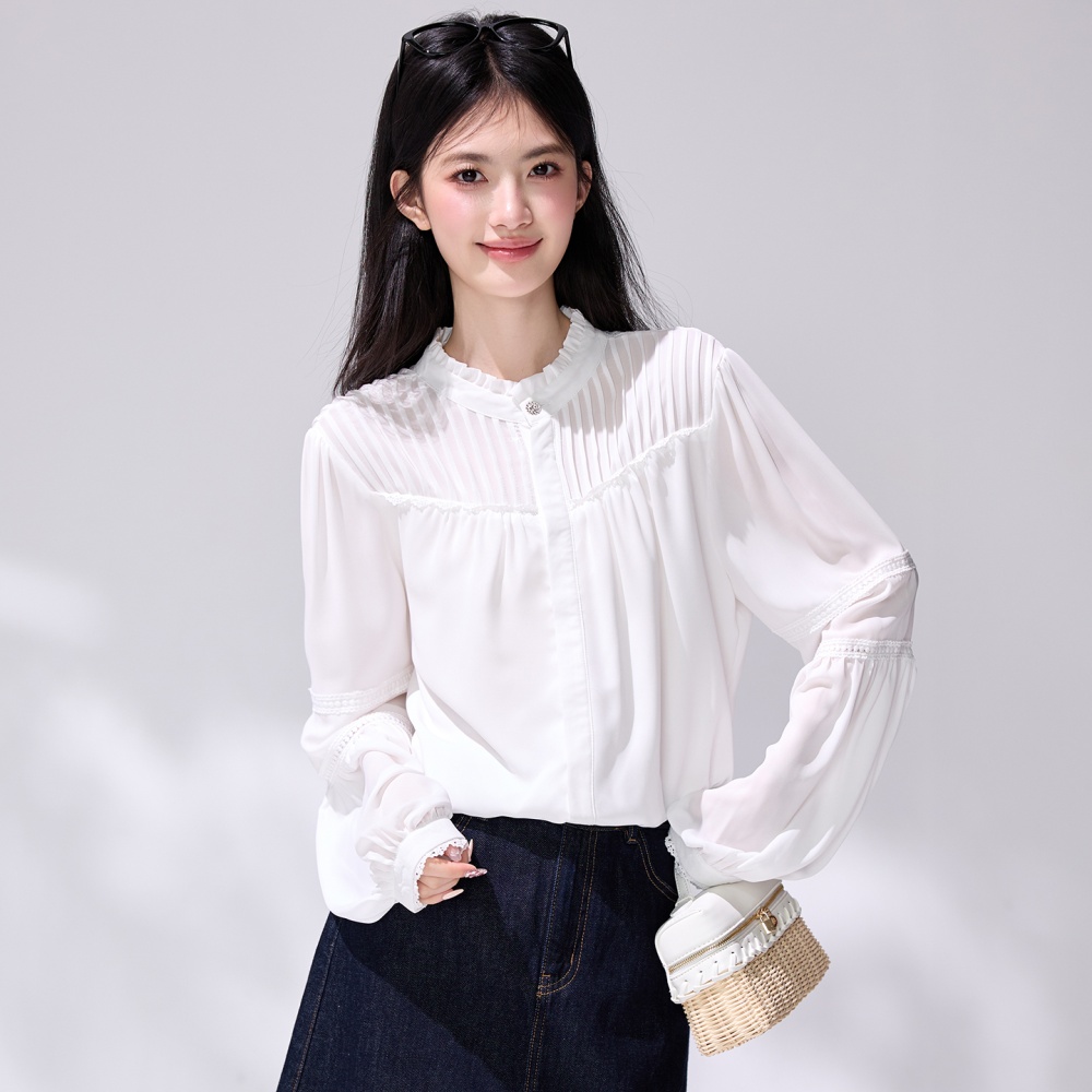 Temperament long sleeve small shirt white shirt