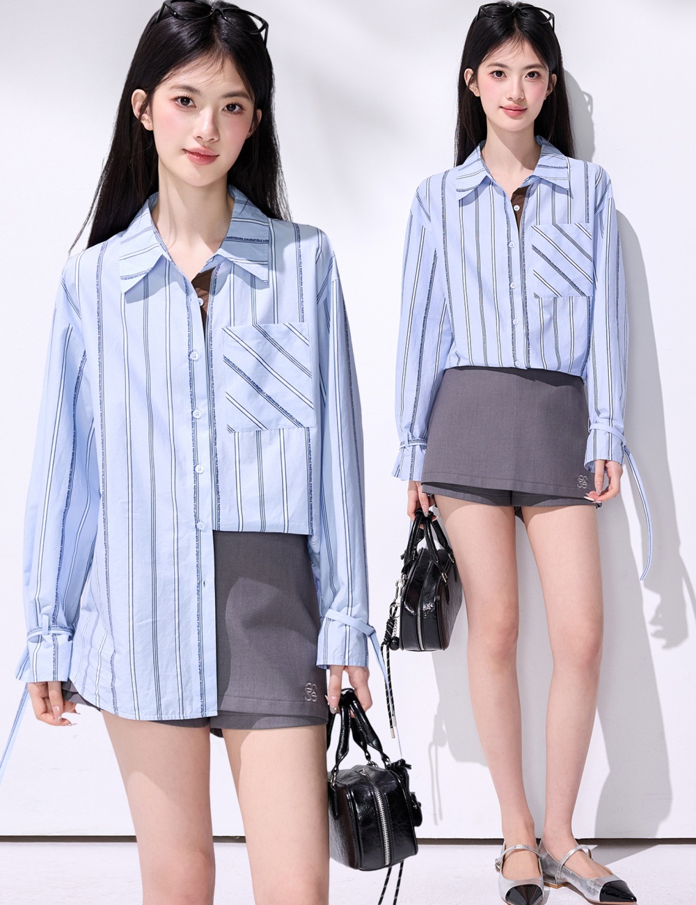 Mixed colors pure cotton France style spring bandage shirt