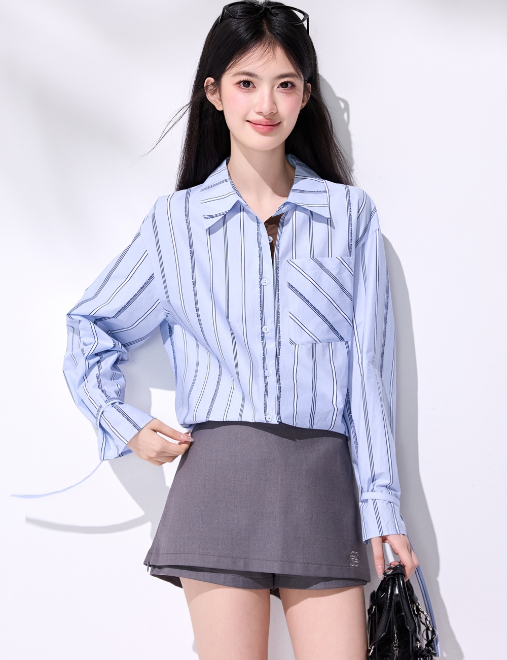 Mixed colors pure cotton France style spring bandage shirt