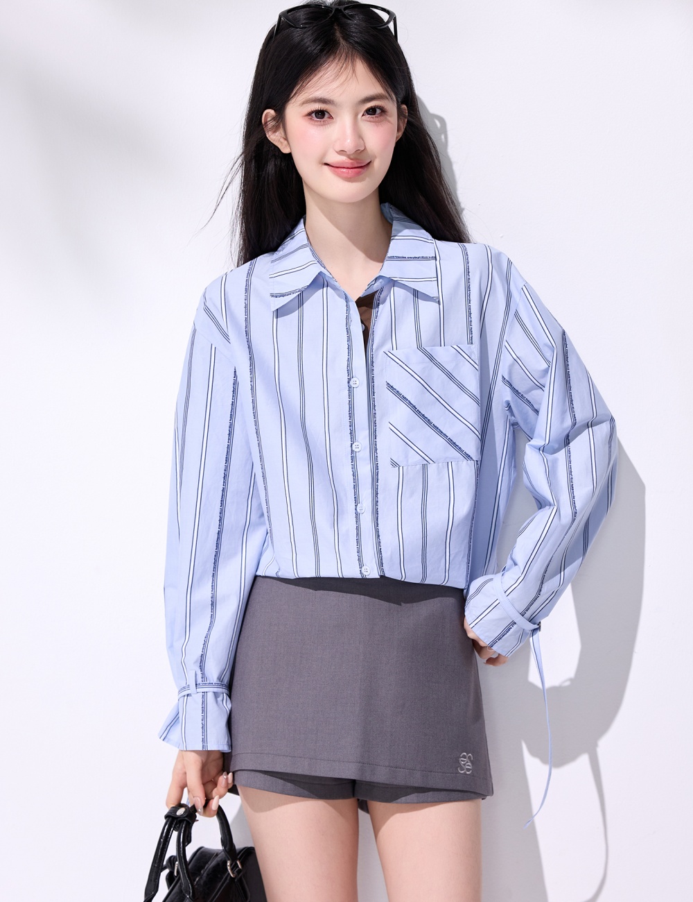 Mixed colors pure cotton France style spring bandage shirt