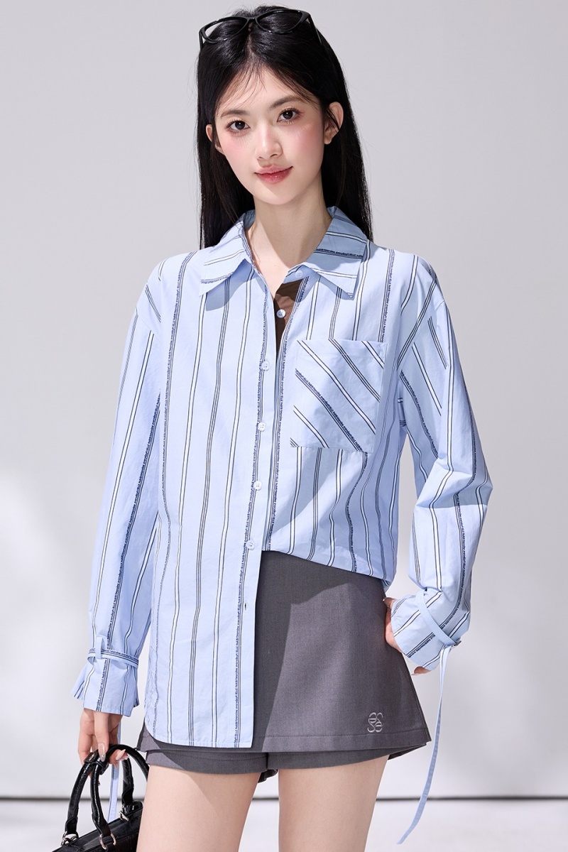 Mixed colors pure cotton France style spring bandage shirt