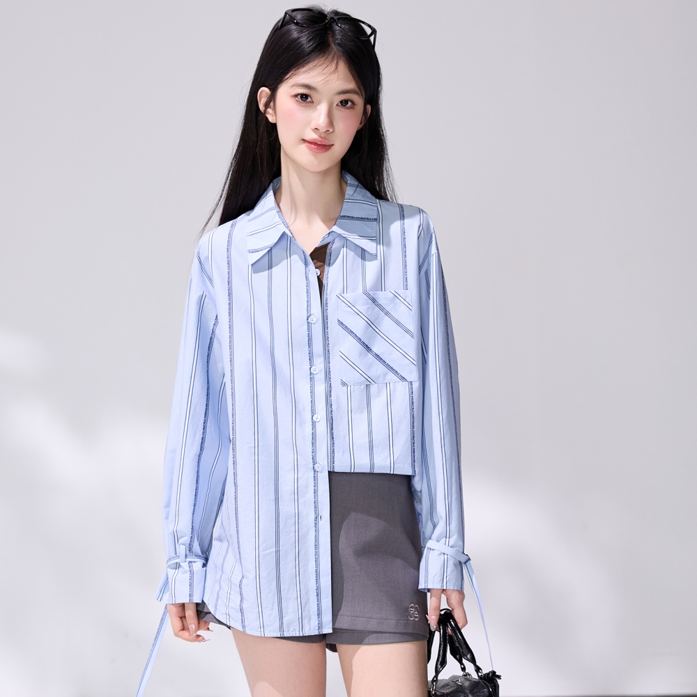 Mixed colors pure cotton France style spring bandage shirt