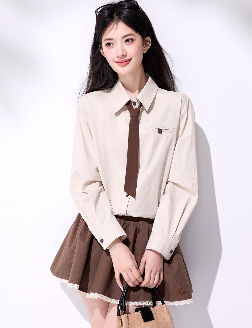 Casual retro tops France style spring shirt for women
