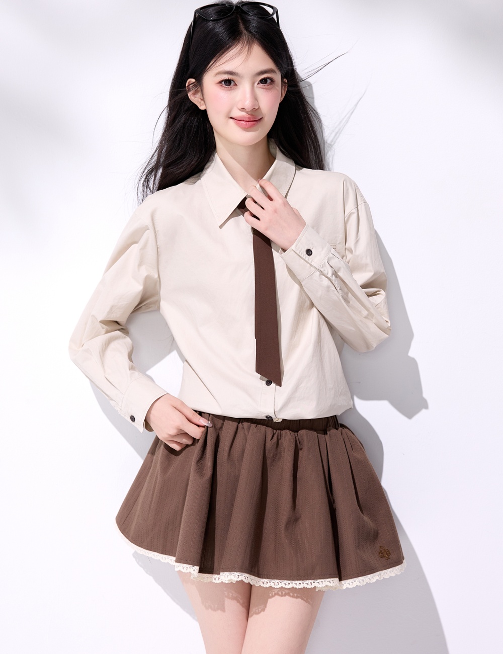 Casual retro tops France style spring shirt for women