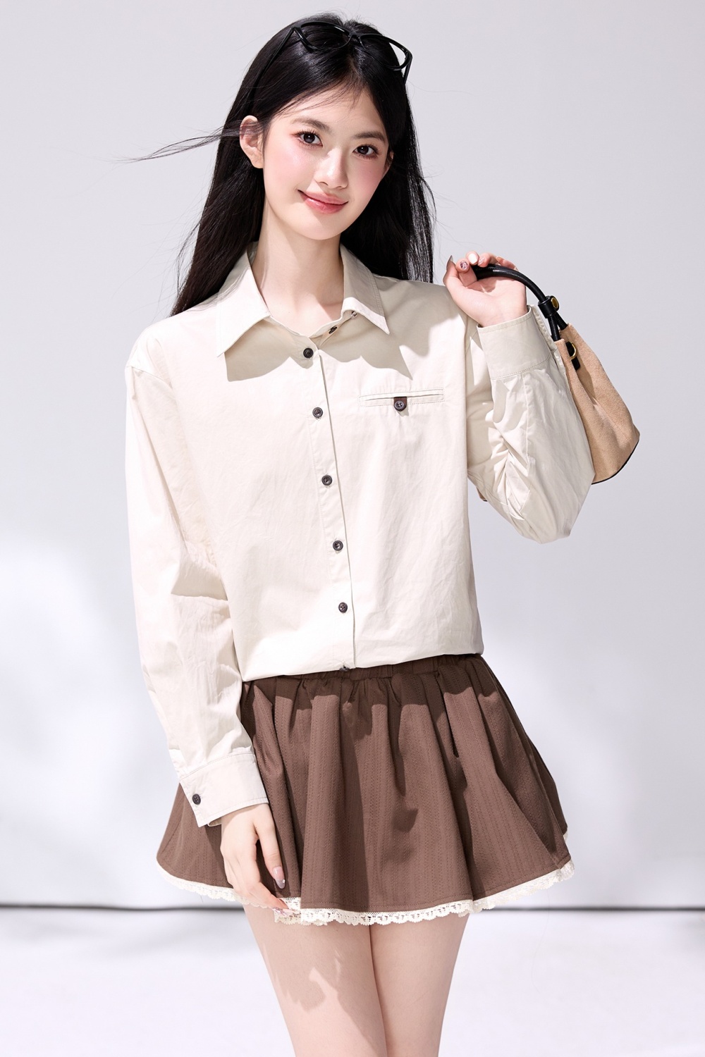 Casual retro tops France style spring shirt for women