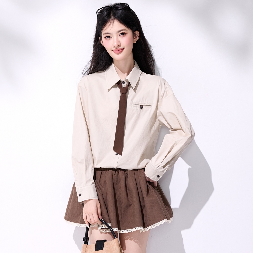 Casual retro tops France style spring shirt for women