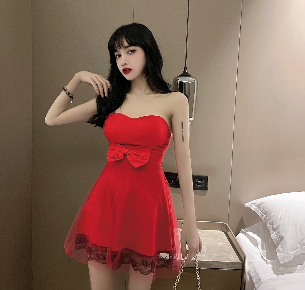 Sexy night show dress bridesmaids bow Sexy underwear