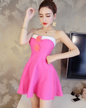 Sexy hairball dress wrapped chest nightclub formal dress