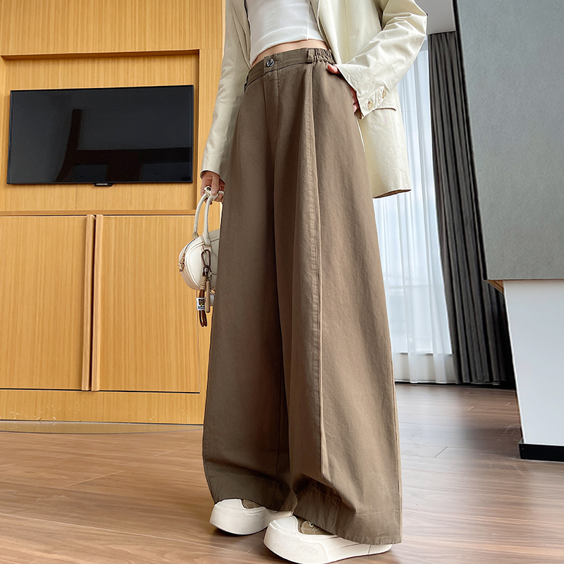 Pure cotton casual pants wide leg long pants for women