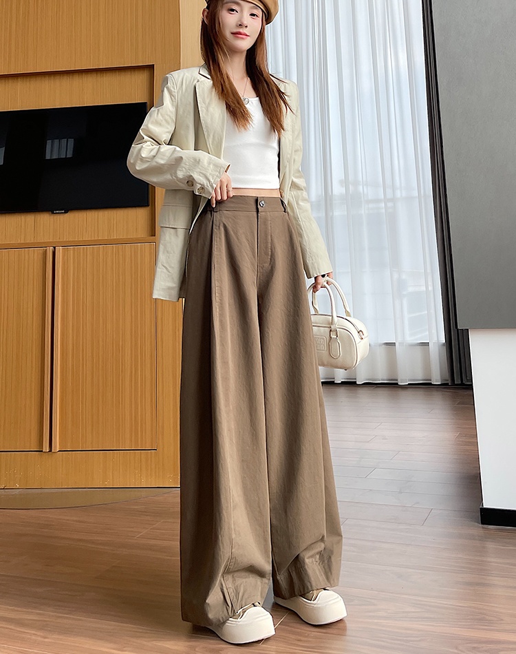 Pure cotton casual pants wide leg long pants for women