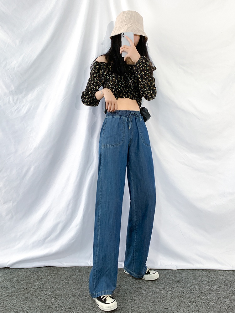 Mopping thin summer wide leg pants high waist drape pants