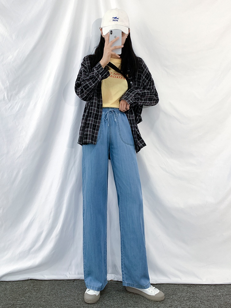 Mopping thin summer wide leg pants high waist drape pants