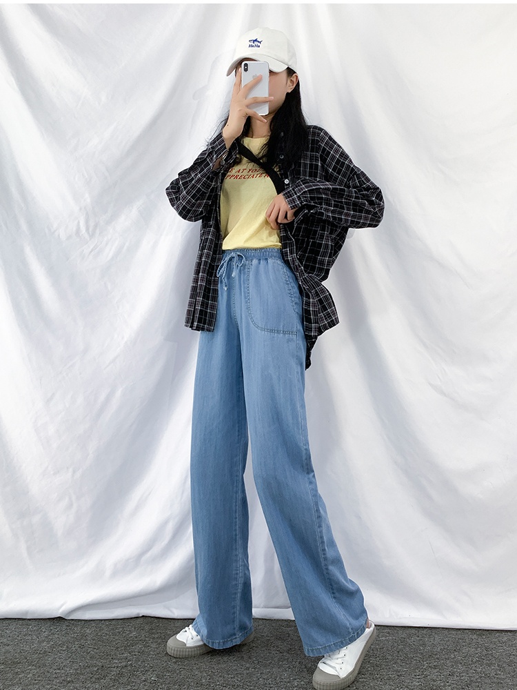Mopping thin summer wide leg pants high waist drape pants